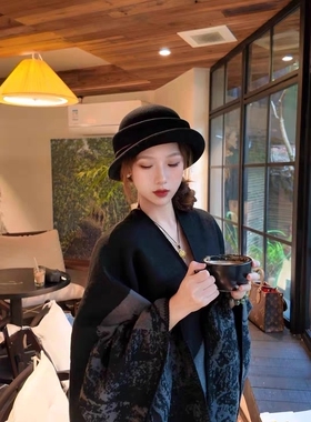 『国风款』帽子女2025新款留洋千金风礼帽赫本风贝雷帽黑色渔夫帽