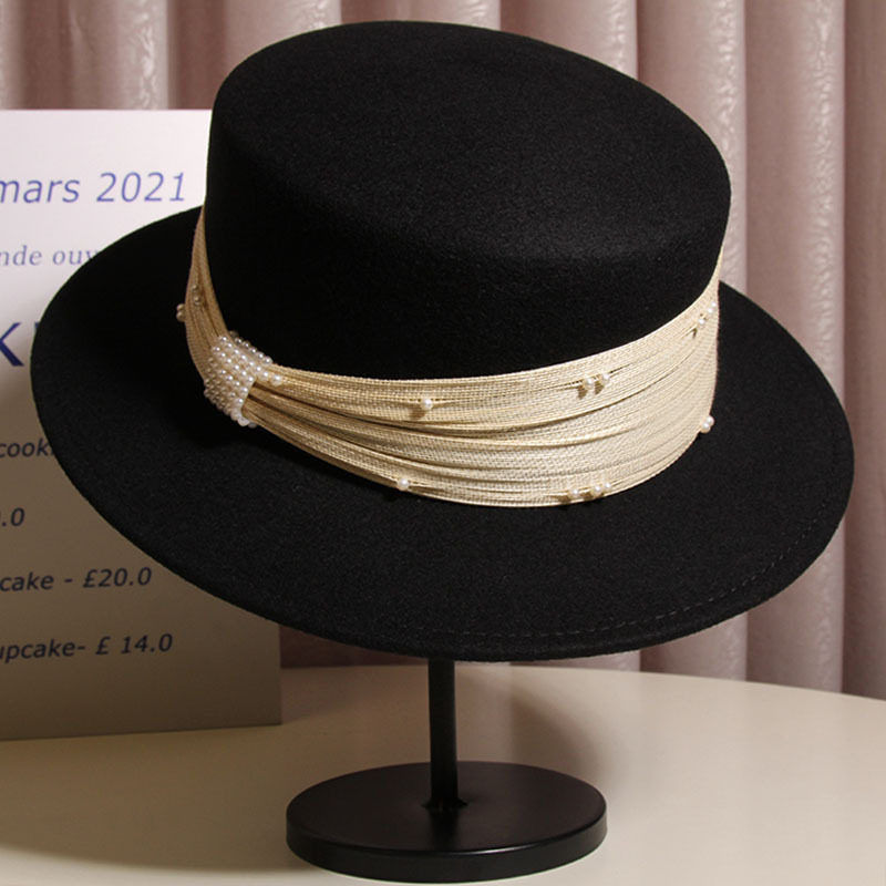 法式轻奢复古珍珠麻纱羊毛呢平顶礼帽女秋冬季英伦名媛百搭爵士帽,户外/登山/野营/旅行用品,军迷帽/奔尼帽/平顶帽/解放帽,淘宝优惠券,粉丝福利购,淘宝优惠卷