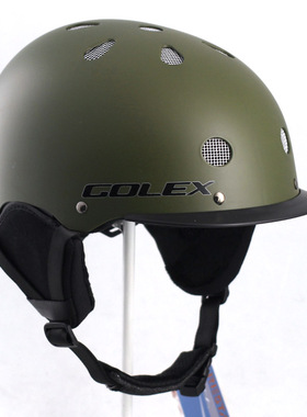 外贸品质GOLEX-S2专业滑雪头盔可调节有帽檐单色软护耳中小码