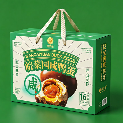 皖菜园咸鸭蛋礼盒16枚咸鸭蛋腌制烤鸭蛋真空独立包装端午团购送礼
