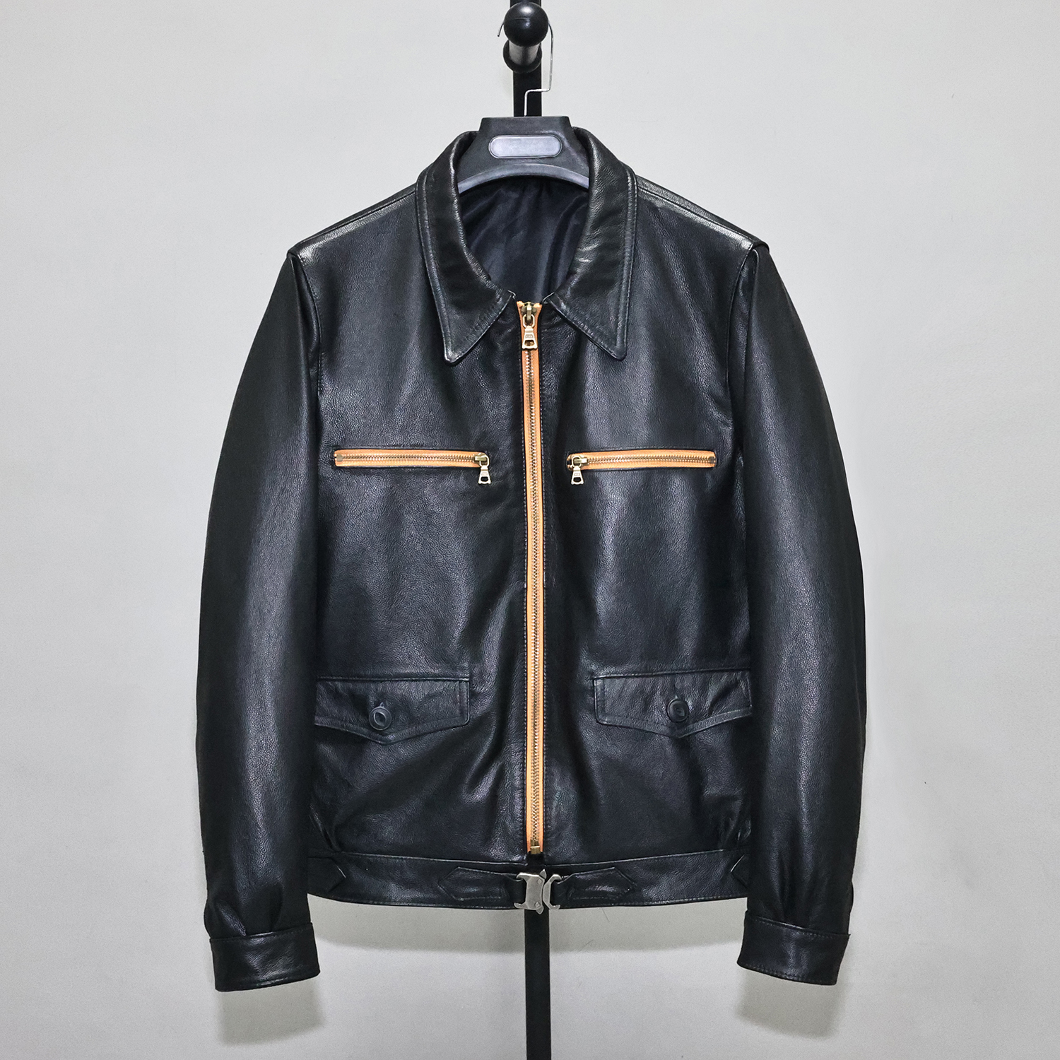 头层牛皮真皮皮衣男修身短款夹克