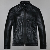 头层绵羊真皮皮衣男修身 短款 青年简约休闲立领机车商务夹克外套门