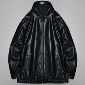 廓版 柔软头层绵羊真皮皮衣男女翻领加长简约休闲宽松夹克潮牌莘