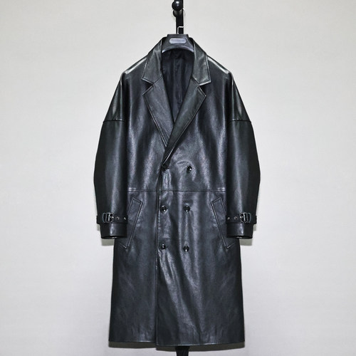 男女士宽松廓版柔软牛皮真皮风衣