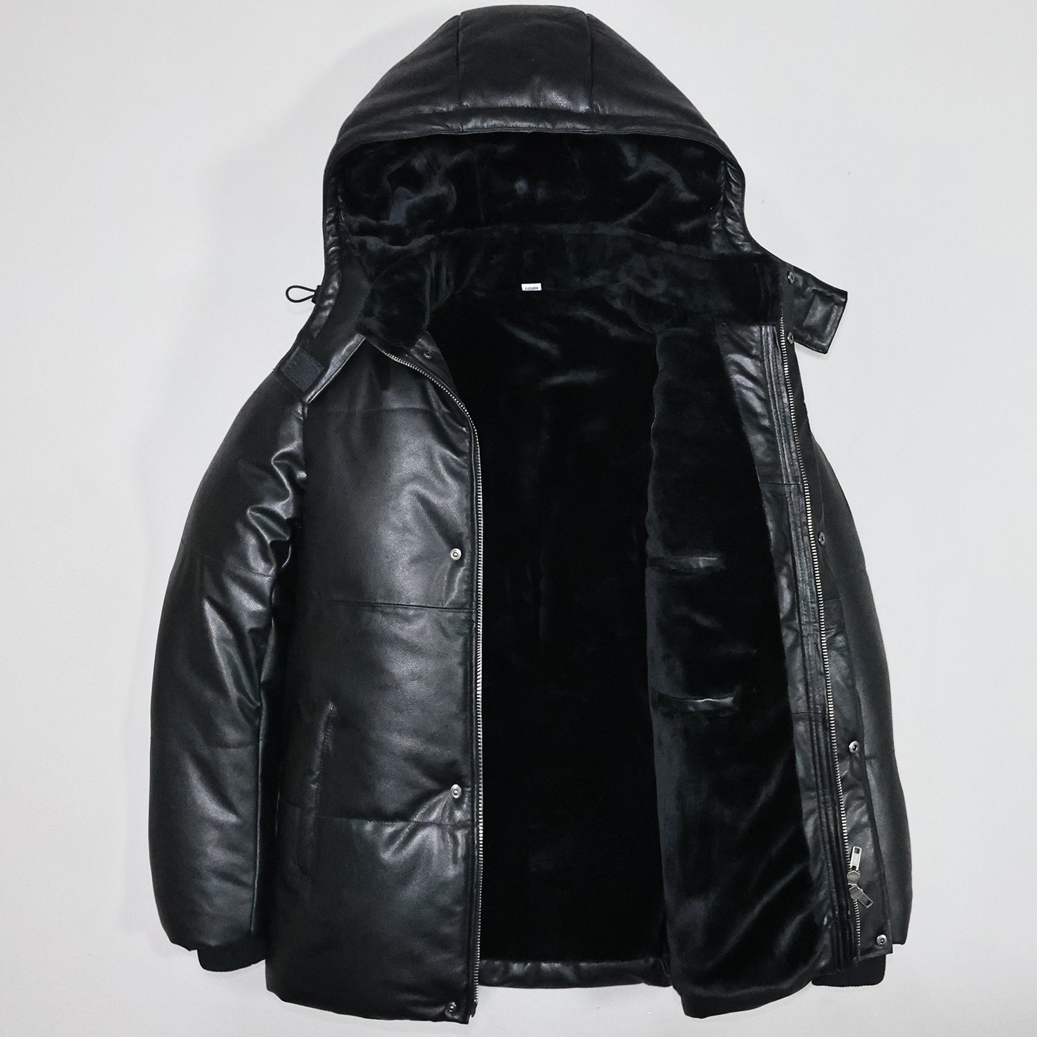 加厚毛绒头层牛皮真皮皮衣男修身立领脱卸帽休闲商务防寒面包服书,男装,皮衣,淘宝优惠券,粉丝福利购,淘宝优惠卷