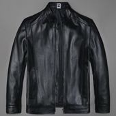 头层绵羊真皮皮衣男修身 柔软立领简约青年休闲商务夹克外套骆 短款