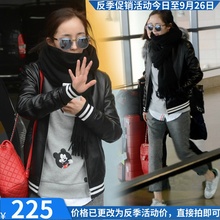棒球服夹克外套大码 女装 加棉衣服保暖 海宁绵羊真皮皮衣女短款 修身