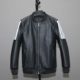 头层牛皮真皮皮衣男修身 短款 青年运动休闲棒球服夹克外套白条岑