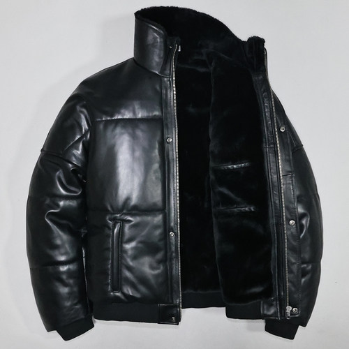 男女廓版加厚毛绒头层绵羊真皮衣