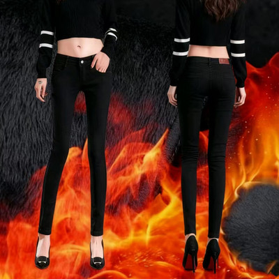 加绒低腰牛仔裤女春秋款小个子