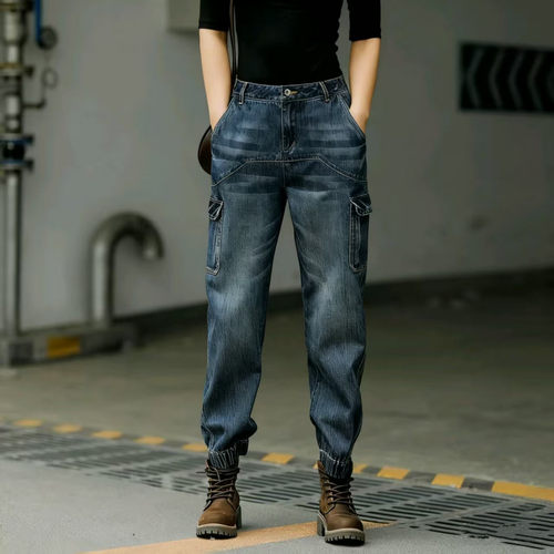 高腰显瘦工装牛仔裤女春秋新款