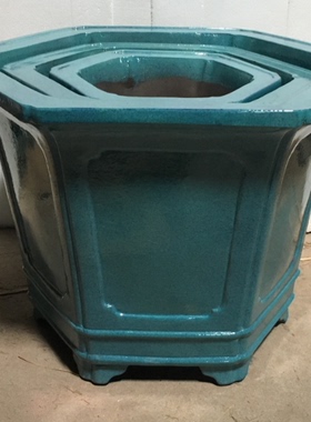 宜兴紫砂花盆 炉均釉盆68*61*48 52*47*41 37*34*34六方盆YHL354