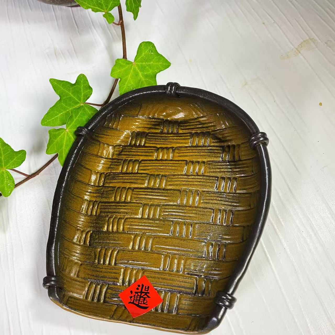【艾达荷台湾柴烧】手工陶制收纳簸箕摆件 茶具茶壶茶杯柴烧