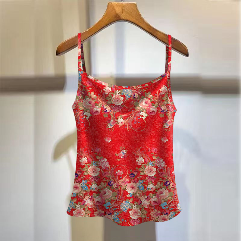 撞色背心女装2025印花新款夏季修身外穿显瘦无袖上衣吊带打底,女装/女士精品,背心吊带,淘宝优惠券,粉丝福利购,淘宝优惠卷