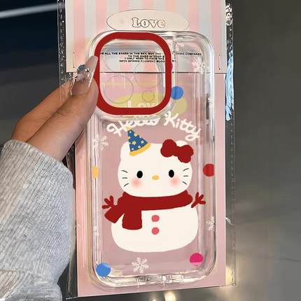 红围巾kt猫适用苹果17/16pro手机壳华为pura70/p50超薄mate60红米note11女OPPOreno13/9/8小米14/vivos12/s15