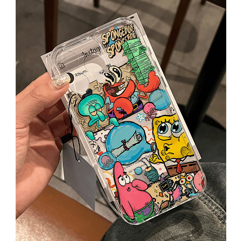 海绵宝宝适用苹果17promax手机壳16/15卡通14新款11华为mate50/p40荣耀80/vivox100小米12可爱OPPO红米note13