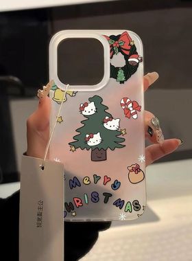 圣诞KT猫新款iPhone17手机壳适用苹果16ProMax透明15P新14Pro外壳iPhoneAir保护13pm套14Plus12磨砂ip女Air潮