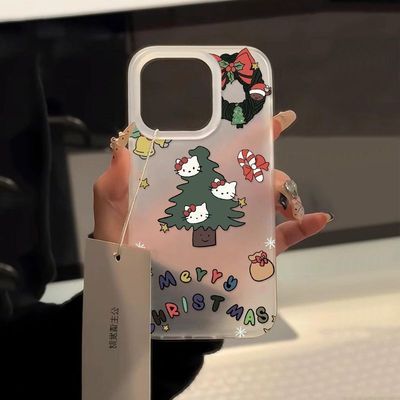 圣诞KT猫新款iPhone17手机壳适用苹果16ProMax透明15P新14Pro外壳iPhoneAir保护13pm套14Plus12磨砂ip女Air潮