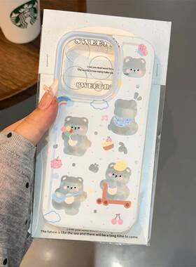 滑板小熊适用iphone15promax手机壳苹果13/14/12/11保护套xr华为p70新款vivos18小米14防摔oppo红米k60荣耀90