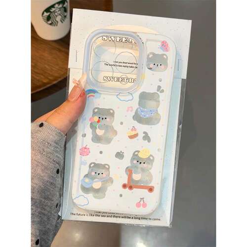 滑板小熊适用iphone15promax手机壳苹果13/14/12/11保护套xr华为p70新款vivos18小米14防摔oppo红米k60荣耀90