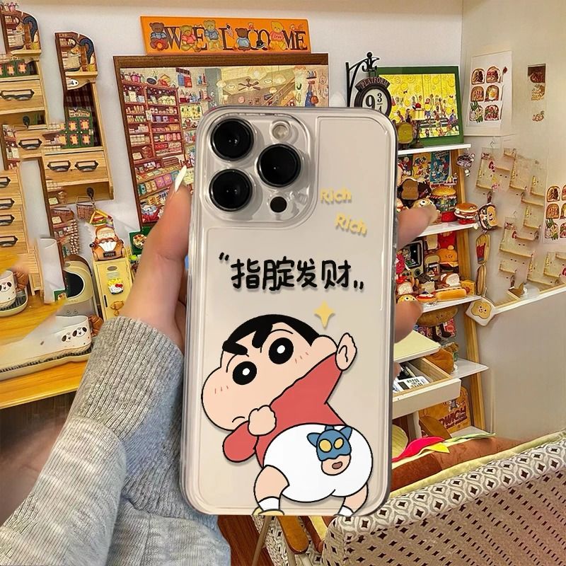 蜡笔小新适用iPhone16promax手机壳新款苹果15/14/13/12pro/11软壳可爱卡通x/xr/xs/max女16/i7p/8plus保护套