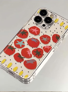 波点番茄适用苹果17/15pro手机壳超薄华为mate60软壳p50荣耀100红米note11/9女OPPOreno13小米14/vivos12/s16