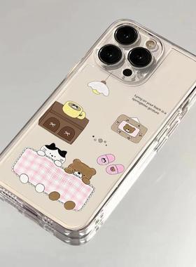 小熊小猫适用苹果17/16pro手机壳华为pura70/p50保护套mate60红米note11女OPPOreno13/9/8小米14/vivos12/s15