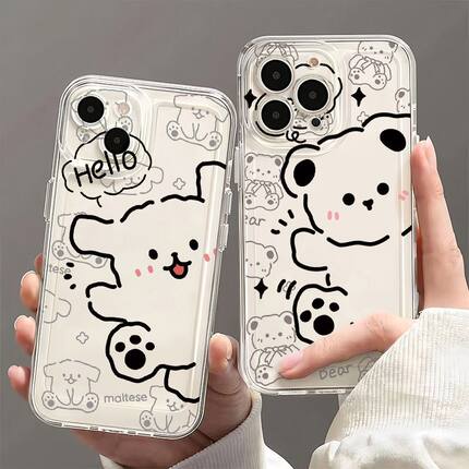 开心小狗适用苹果17/16pro手机壳华为mate60超薄p50荣耀100红米note11女OPPOreno13/9/8小米14/vivos12/s15套