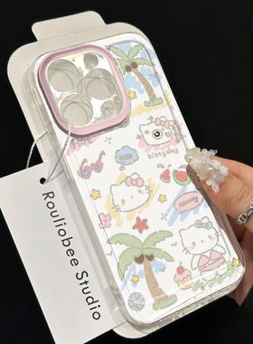 椰树KT猫可爱适用苹果17/16pro手机壳华为mate60超薄p50荣耀100红米note11女OPPOreno13/9小米14/vivos12/s15