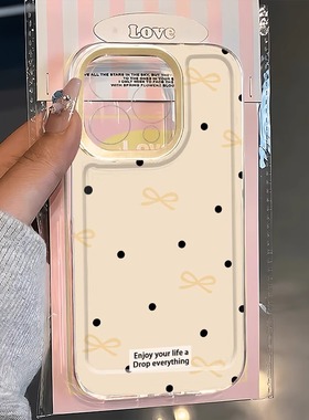 波点蝴蝶结苹果17手机壳16/15pro华为nova10适用p50荣耀70红米note13女OPPOreno11/7小米14/vivos12s7新款x80