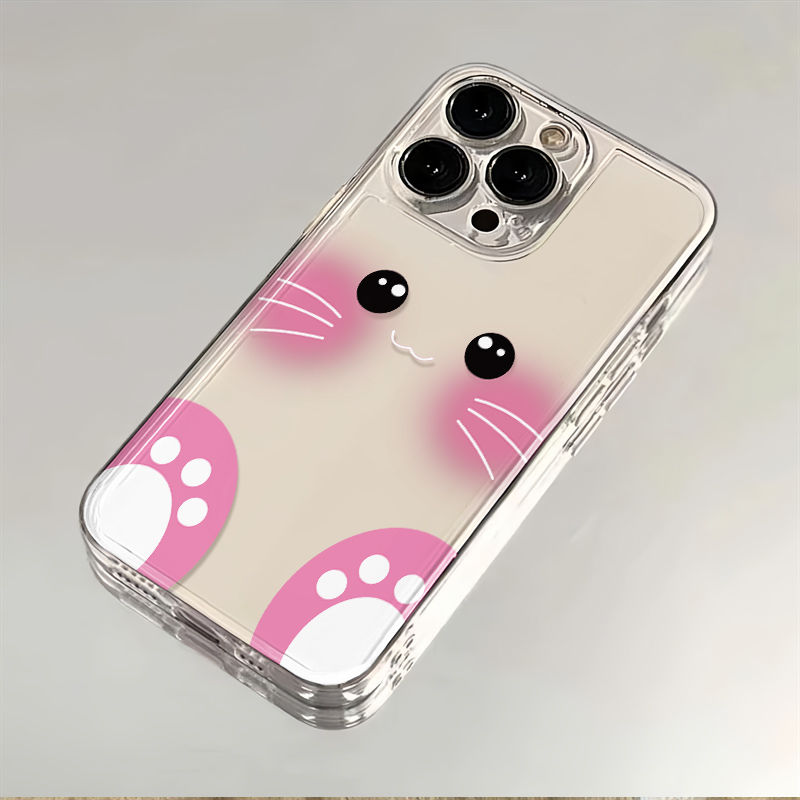 呆萌腮红猫咪适用苹果17/16pro手机壳华为pura70/p50套mate60红米note11女OPPOreno13/9/8小米14/vivos12/s15