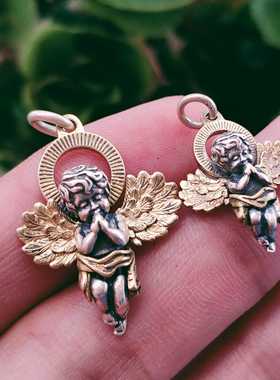 爱神丘比特复古纯银项链情侣吊坠