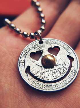 古董挂坠项链银饰流浪者硬币