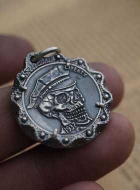 骷髅纯银吊坠流浪者硬币