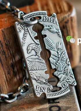 谢霆锋古董刀片项链流浪者硬币