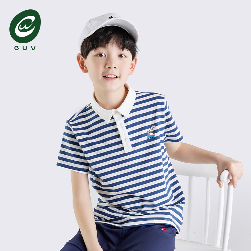 euvPOLO领短袖条纹T恤