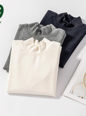 euv 儿童高领打底衫男女童内搭黑白色中领秋衣小孩纯棉长袖t恤