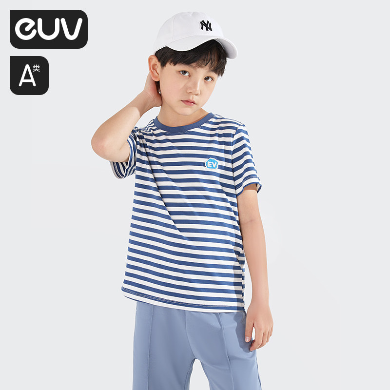 euv 儿童条纹短袖男女童t恤宝宝莫代尔棉上衣中小童夏季薄款体恤,童装/婴儿装/亲子装,T恤,淘宝优惠券,粉丝福利购,淘宝优惠卷