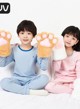 euv 宝宝秋衣秋裤儿童纯棉内衣套装男童女童棉毛衫小孩中小童睡衣