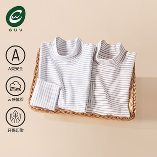 euv 儿童半高领打底衫男女童长袖t恤中大童条纹秋衣纯棉秋装上衣