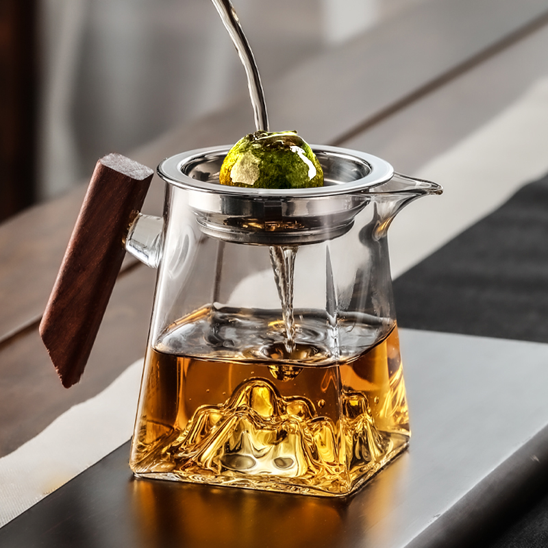 观山玻璃公道杯茶漏高档小青柑专用泡茶壶带茶滤网一体分茶器茶具