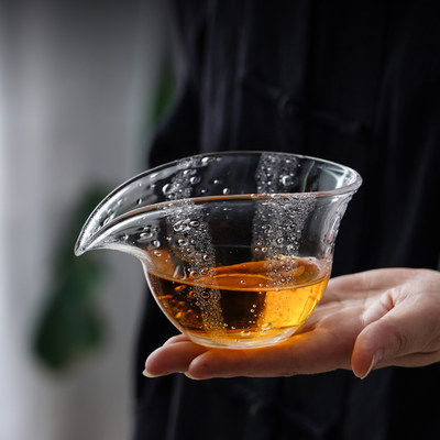 新高档玻璃公道杯日式气泡公杯功夫茶具配件小容量加厚长嘴分茶品