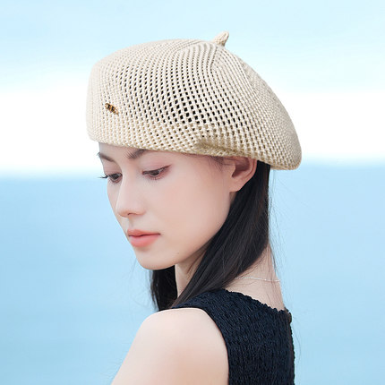 帽子女夏季薄款镂空透气贝雷帽韩版轻盈舒适百搭逛街显脸小画家帽