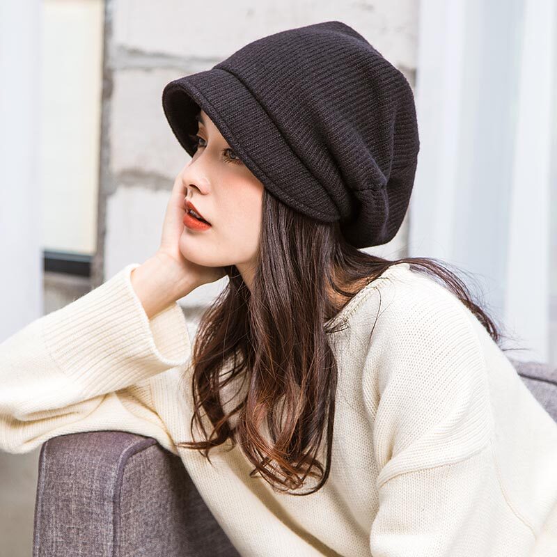 羊毛堆堆帽女2021年爆款包头帽子护耳冬季新款百搭日系针织毛线帽