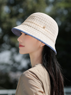 进口日本和纸帽子女2025新款春夏季轻薄透气渔夫帽遮阳防晒太阳帽