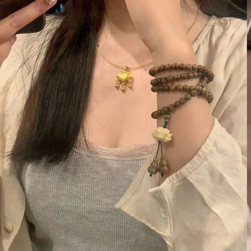 绿檀莲花多圈古风文艺手串