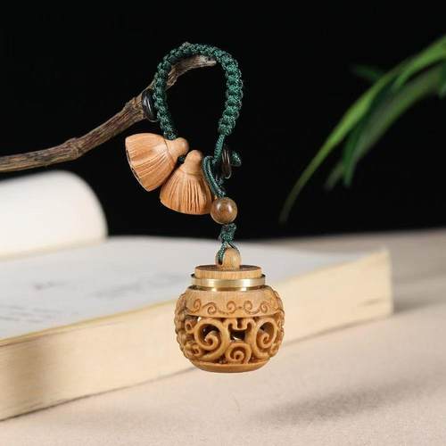 檀木水仙花灯笼钥匙扣新中式木质莲蓬配饰包包挂件文玩扩香器挂饰