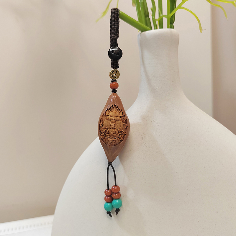 橄榄核雕刻生肖鼠钥匙挂件男女款中式创意十二生肖本命守护神挂绳