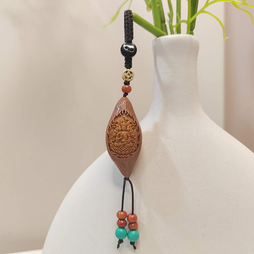 创意橄榄核雕刻生肖羊吊坠男女款挂绳禅意十二生肖守护神挂件