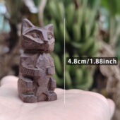 小众木作木雕可爱抱鱼猫咪摆件随身文玩手把件家居客厅桌面装 饰品